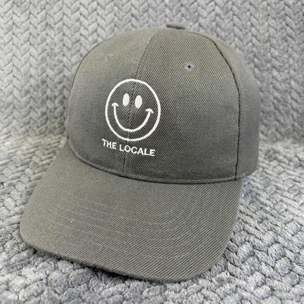 Direct Caps The Locale Smiley Face Gray Baseball‎ Hat Adjustable Strapback Hat